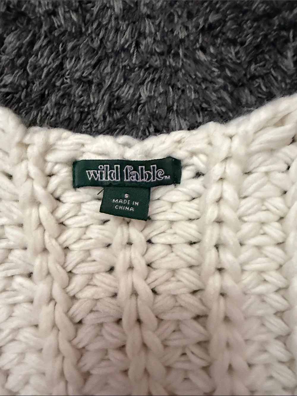 Wild Fable Colorblock Open-Front Chunky Knit Cardigan in Cream, Tan & Brown - Picture 2 of 4